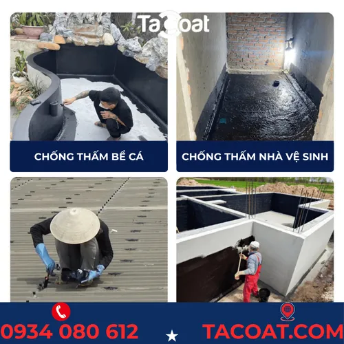 [0,5 Lít] Sơn Chống Thấm Bể Cá, Mái Tôn, Sàn Nền trước khi lát gạch - Sơn chống thấm gốc Bitum - TACOAT BITUM