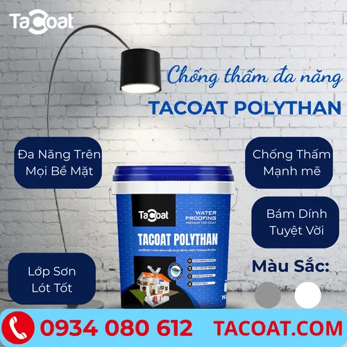 Sơn Chống Thấm Lộ Thiên TACOAT POLYTHAN (0,5KG) - Vết Nứt Tường Đứng, Sàn Mái, Sân Thượng, Sàn Âm, Tường Cũ, Mới