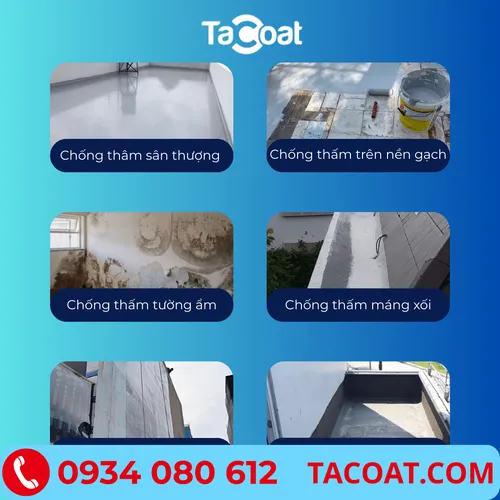 Sơn Chống Thấm Lộ Thiên TACOAT POLYTHAN (0,5KG) - Vết Nứt Tường Đứng, Sàn Mái, Sân Thượng, Sàn Âm, Tường Cũ, Mới