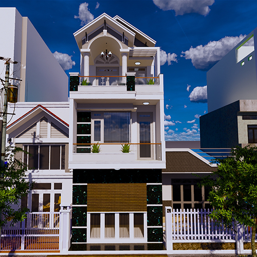 Thiết Kế Nhà 1 Trệt 2 Lầu Mặt Tiền 5m Mái Thái - Chị Hiền Bình Dương Thiết Kế Nhà 1 Trệt 2 Lầu Mặt Tiền 5m Mái Thái - Chị Hiền Bình Dương