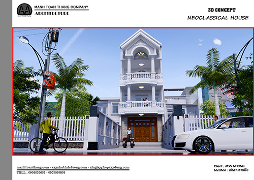 Thiết kế nhà Bình Dương nhà 3 lầu 6m