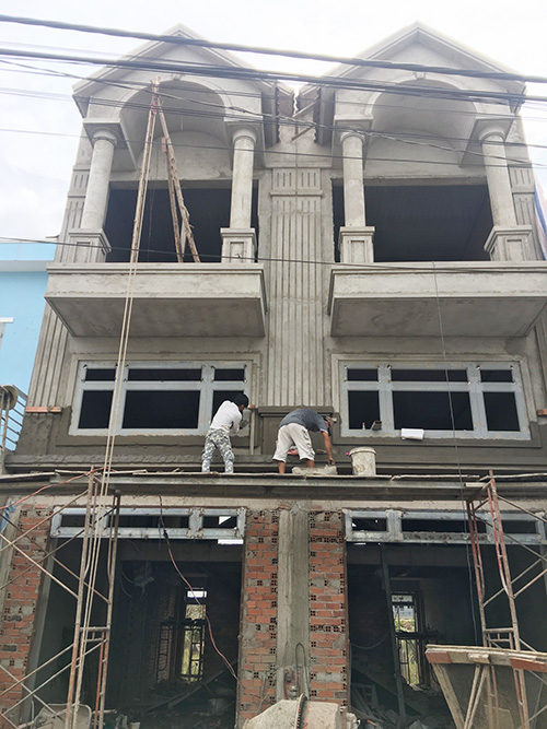 Trát mặt tiền nhà ở song lập Quận 12, Tp.HCM
