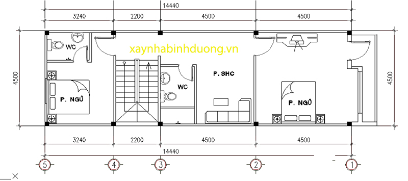thiết kế nhà phố 4.5m tại Bình Dương