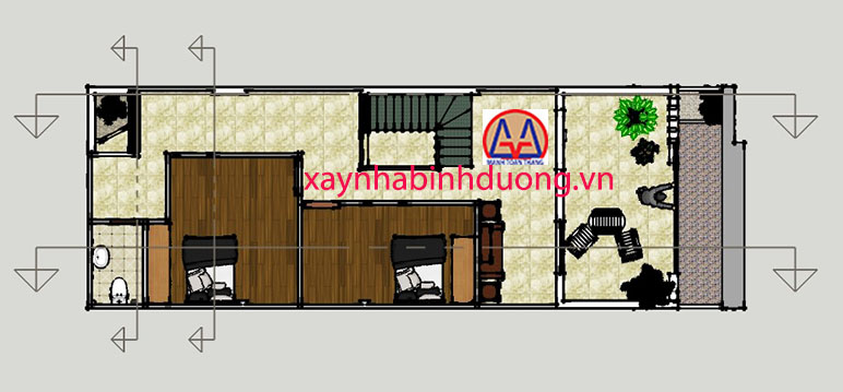 mặt bằng lầu 1 nhà 1 trệt 1 lầu