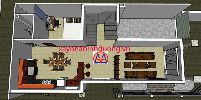 mặt bằng nhà phố 3 tầng Bình Dương