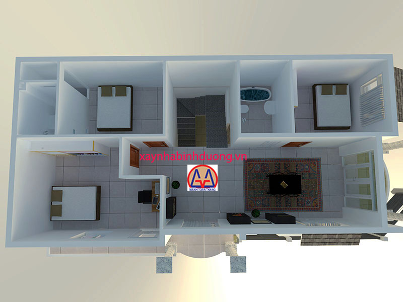 thiết kế nhà phố 3 tầng Bình Dương