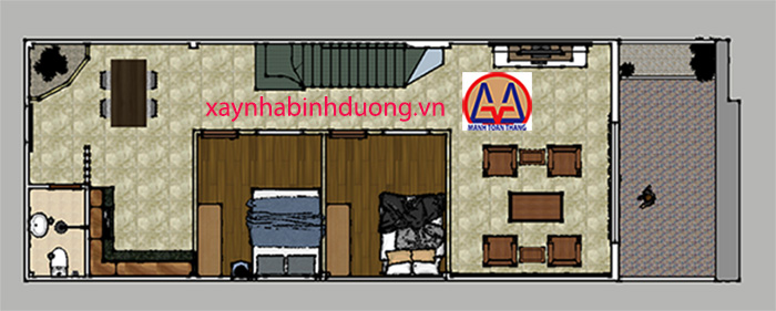 mặt bằng trệt nhà 1 trệt 1 lầu