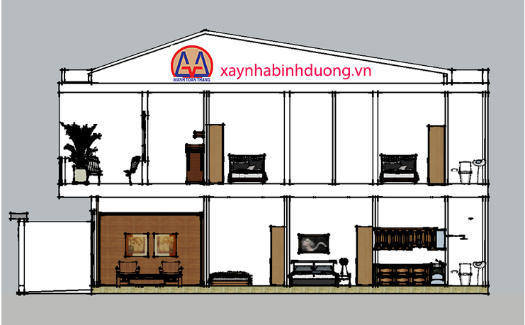 mawtjj cắt nhà 1 trệt 1 lầu