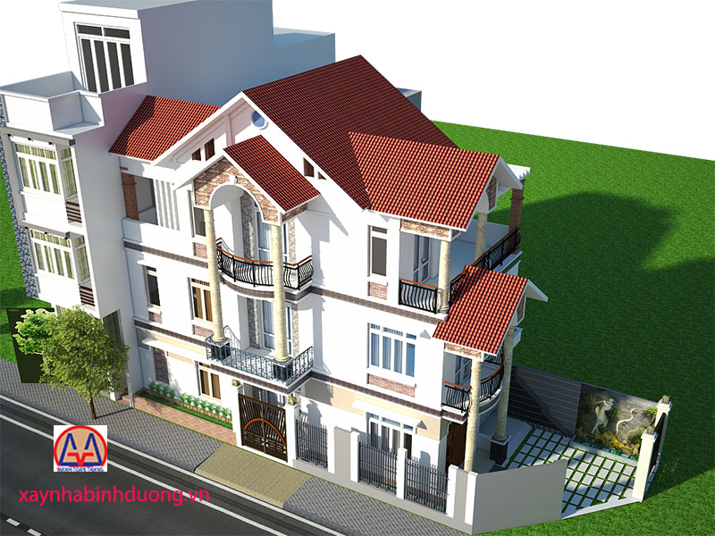 thiết kế biệt thự phố 3 tầng tại Bình Dương
