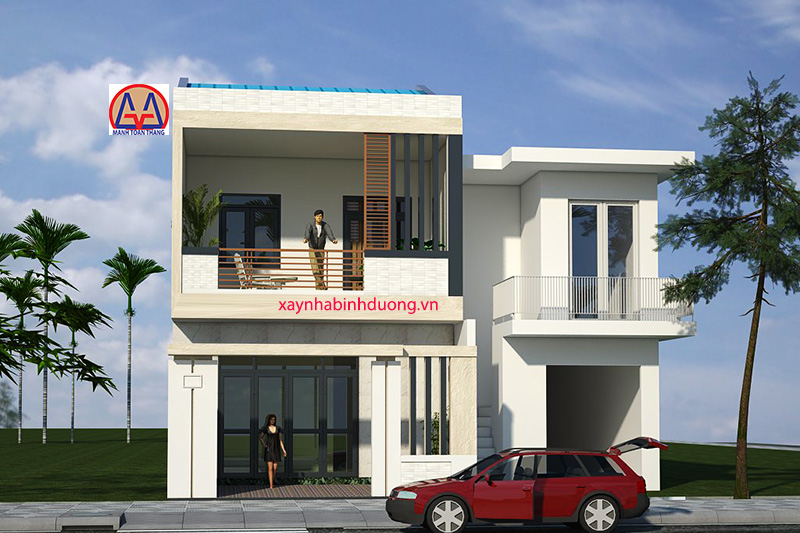 mặt tiền thiết kế nhà 1 trệt 1 lầu tại Bình Dương