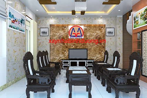 thiết kế phòng khách biệt thự vườn Bình Dương