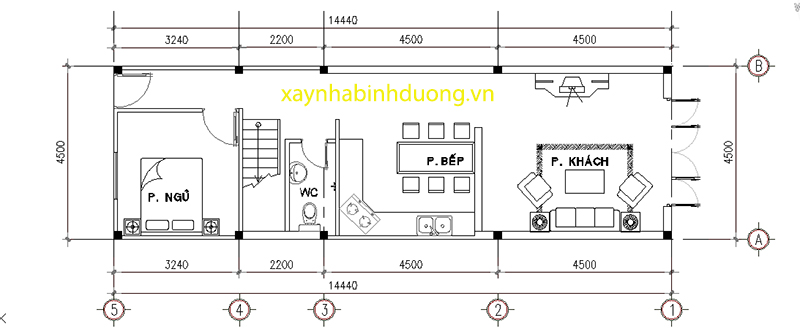 thiết kế nhà phố 4.5m tại Bình Dương