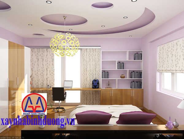 Mẫu trần thạch cao phòng ngủ mang phong cách hiện đại