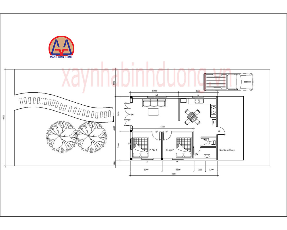 Bản vẽ nhà cấp 4 kích thước 6,6x9m