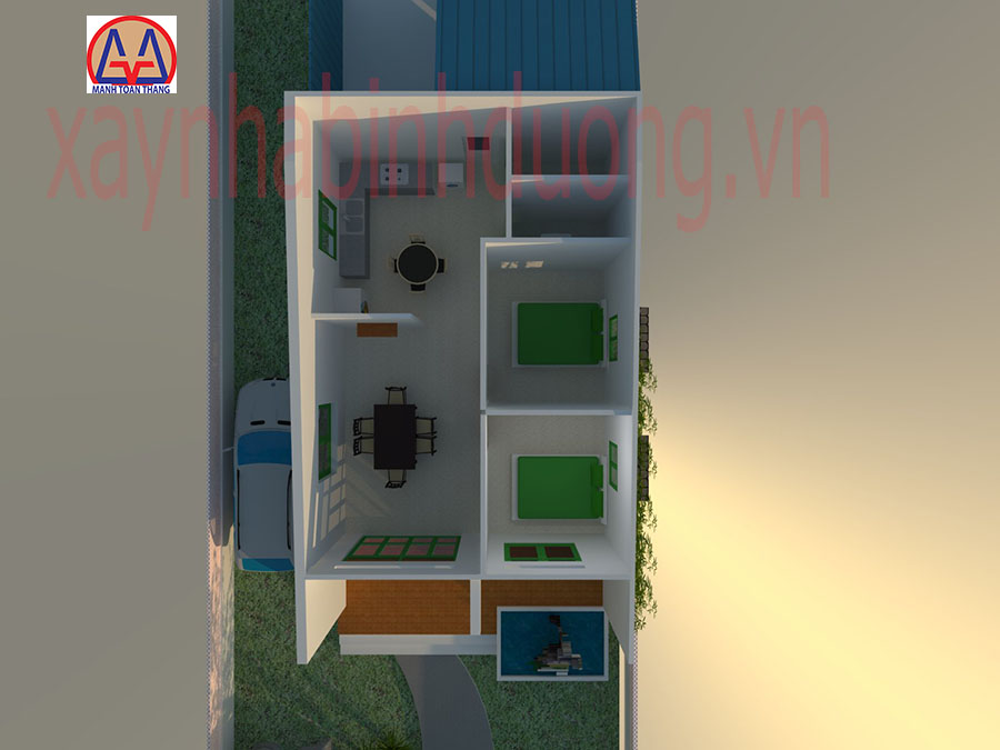 Nội thất nhà cấp 4 kích thước 6,6x9m