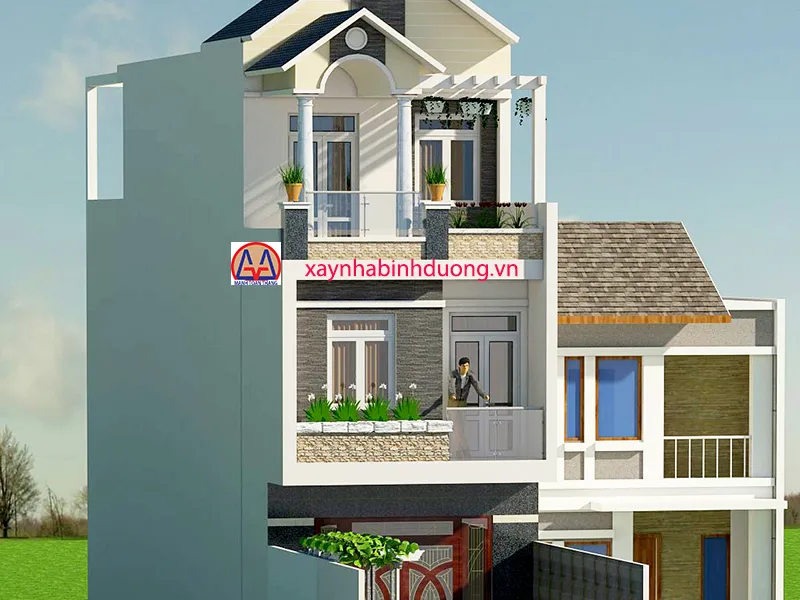 Thiết kế nhà phố mặt tiền 5m tại Bình Dương