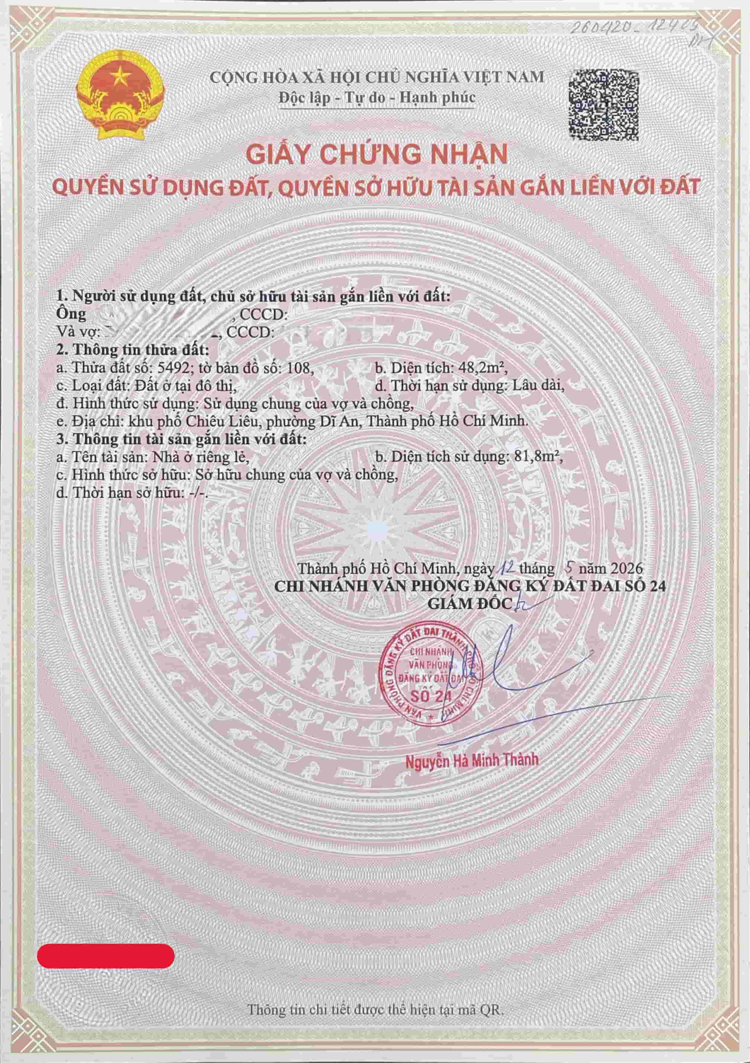 sổ hồng sau khi hoàn công nhà