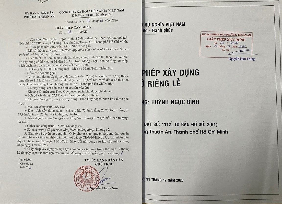 giấy phép xây dựng ở phường Thuận An