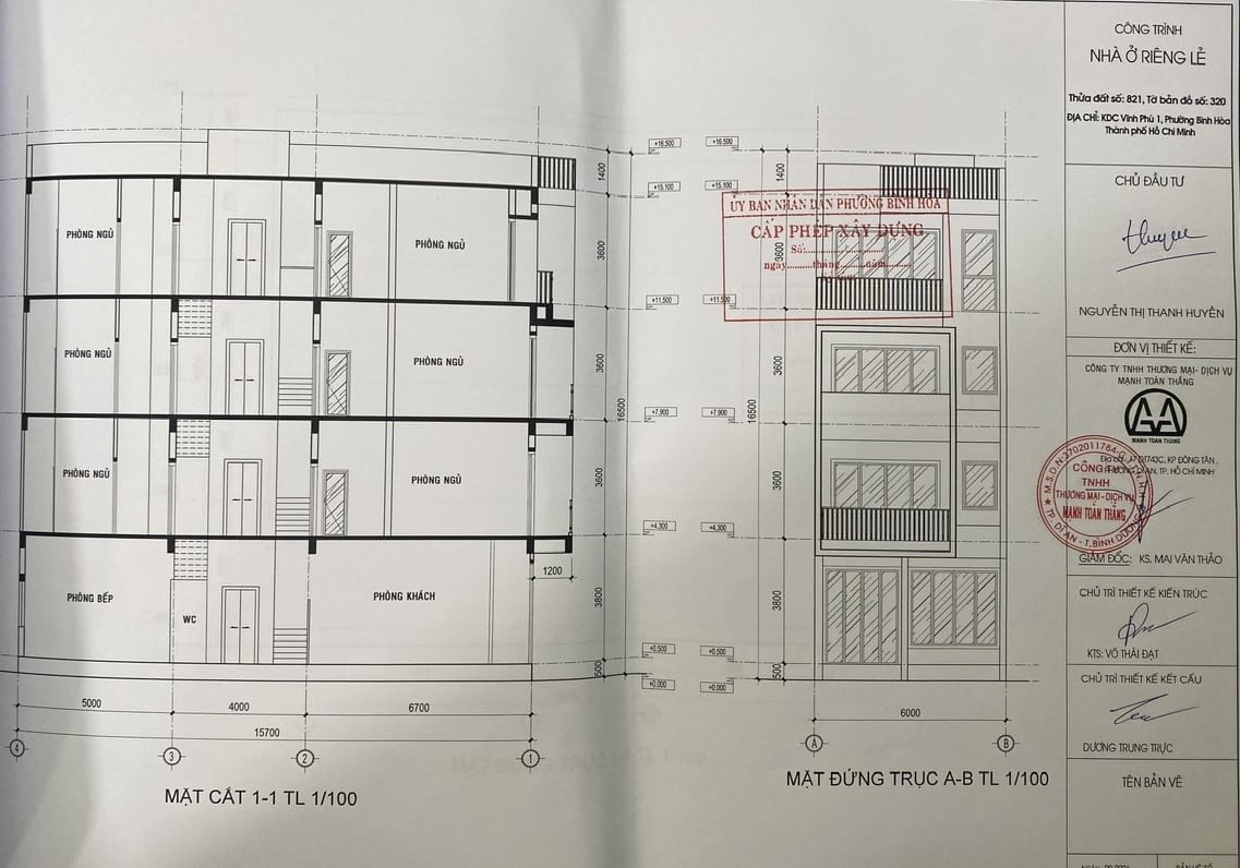 bản vẽ xin giấy phép xây dựng ở phường Bình Hòa