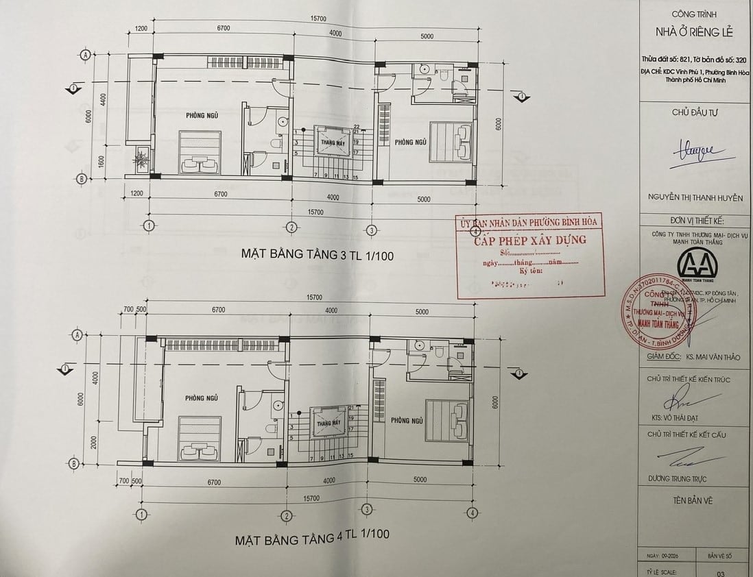 bản vẽ xin giấy phép xây dựng ở phường Bình Hòa