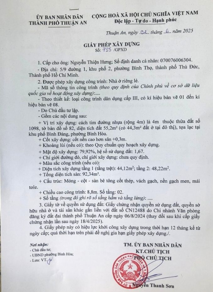 Giấy Phép Xây Dựng ở Phường Bình Hòa Giấy Phép Xây Dựng ở Phường Bình Hòa