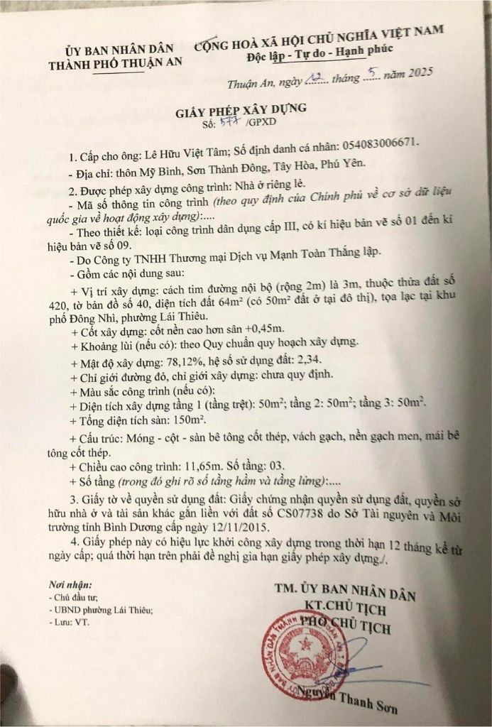 Giấy Phép Xây Dựng ở Phường Lái Thiêu Giấy Phép Xây Dựng ở Phường Lái Thiêu