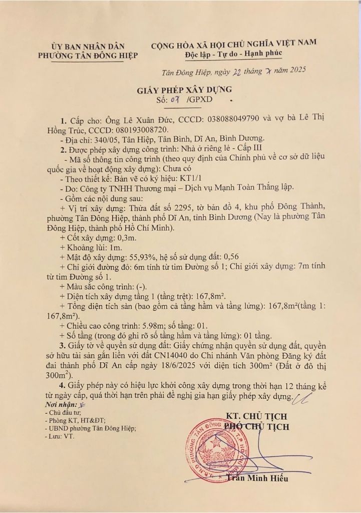 giấy phép xây dựng ở phường Tân Đông Hiệp tp. Hồ Chí Minh giấy phép xây dựng ở phường Tân Đông Hiệp tp. Hồ Chí Minh