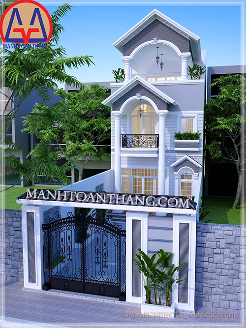Mẫu Thiết Kế Nhà Phố 3 Tầng Mặt Tiền 6m Hiện Đại (1) Mẫu Thiết Kế Nhà Phố 3 Tầng Mặt Tiền 6m Hiện Đại (1)