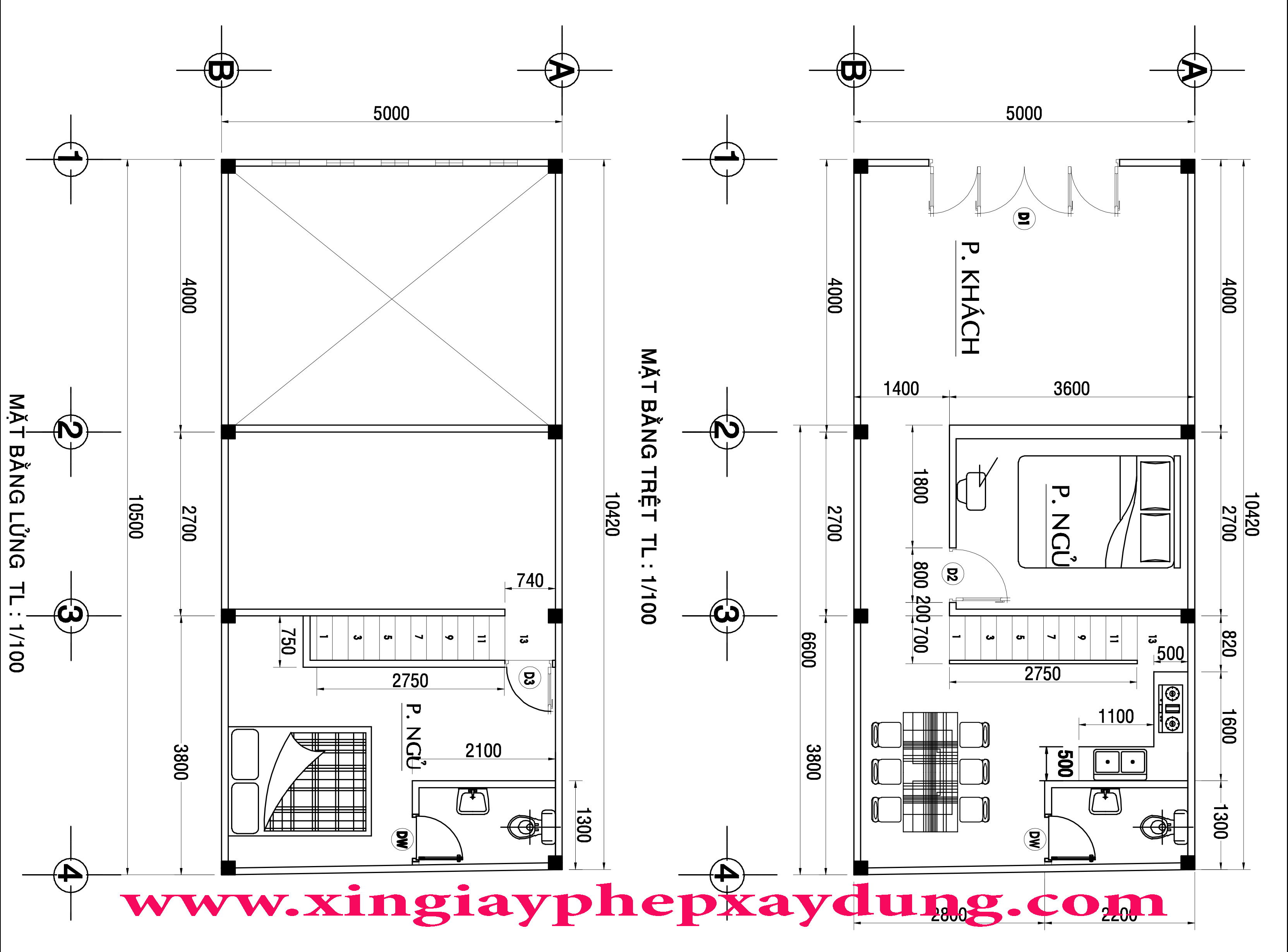 Bản vẽ nhà cấp 4 có gác lửng