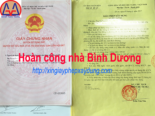 Giá hoàn công nhà ở tại Bình Dương