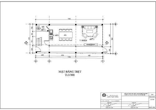 Hồ sơ bản vẽ xin phép xây dựng Thuận An, mặt bằng trệt
