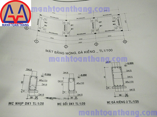 Mặt bằng móng, đà kiếng