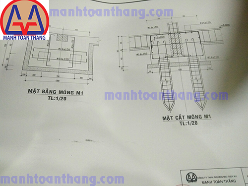 Mặt bằng móng và mựt cắt móng