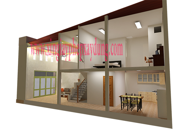 Mặt bên nhà cấp 4 có gác lửng 2