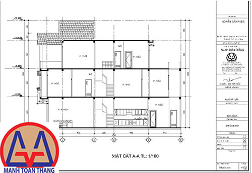 Mặt cắt bản vẽ thiết kế nhà ống đẹp