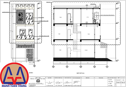 Mặt cắt công trình cải tạo nhà Bình Dương
