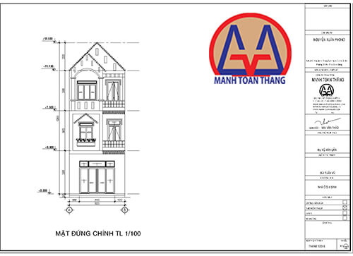 Mặt đứng bản vẽ thiết kế nhà ống đẹp