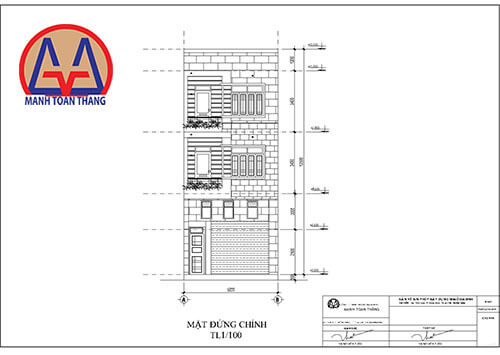 Mặt đứng bản vẽ xin phép Tân Uyên