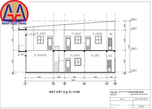 Nội dung bản vẽ xin phép xây dựng Dĩ An mặt cắt