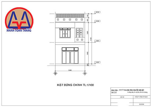 Nội dung bản vẽ xin phép Dĩ An mặt đứng