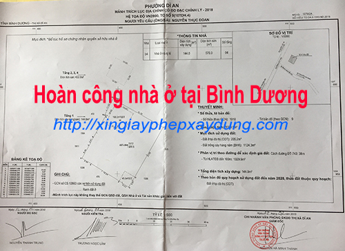Trích lục hoàn công nhà ở tại Bình Dương