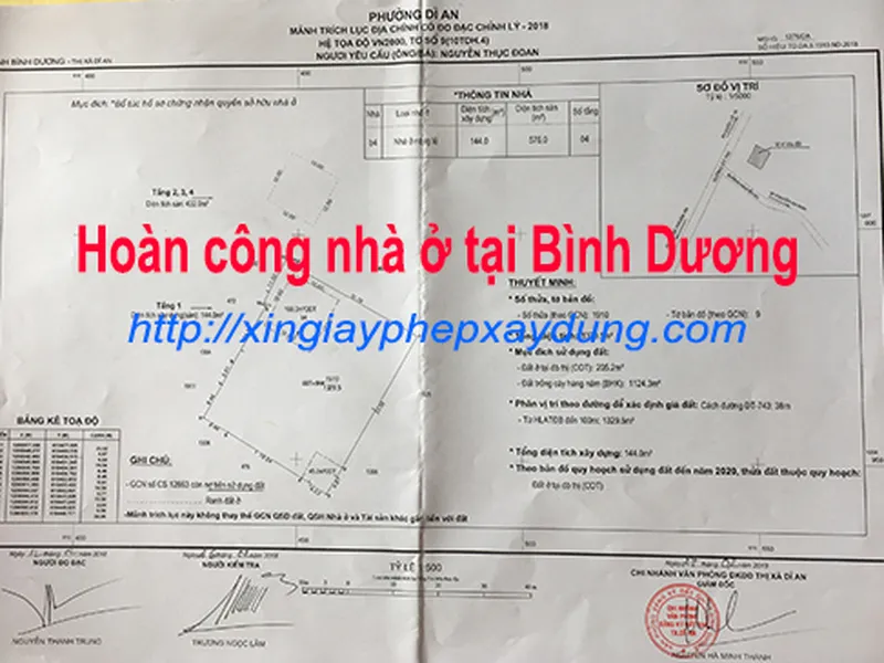 Hoàn công nhà Bình Dương, thủ tục hoàn công nhà tại Bình Dương.