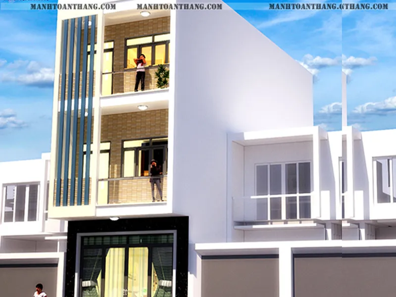 Thiết Kế Nhà 1 Trệt 2 Lầu Có Sân Thượng