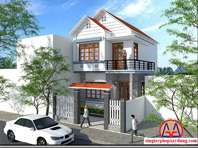 Thiết kế nhà 2 tầng 600 triệu mái thái hiện đại