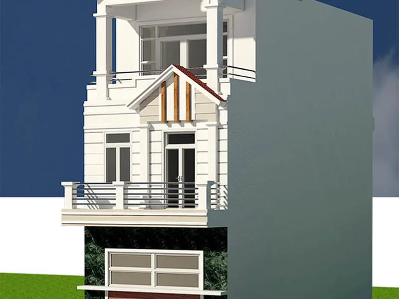 Thiết kế nhà phố 2 tầng có gác lửng 5x12m
