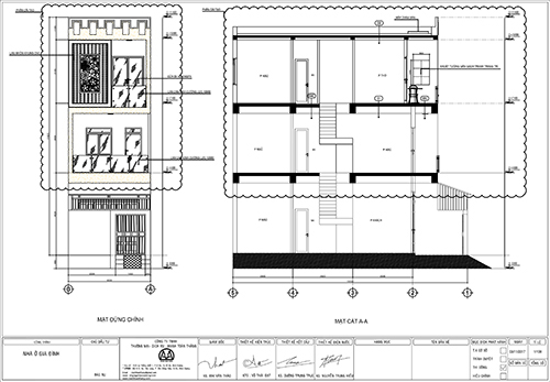 Mặt cắt công trình cải tạo nhà Dĩ An