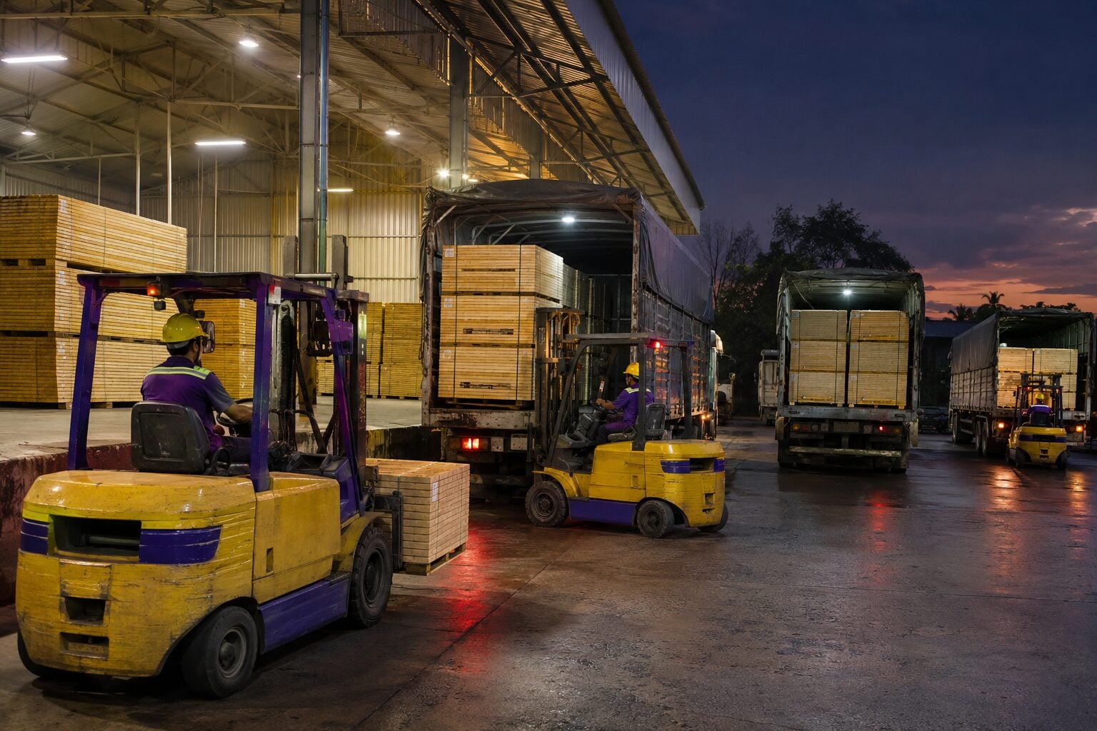 Phối hợp xe nâng xe cẩu rút hàng container