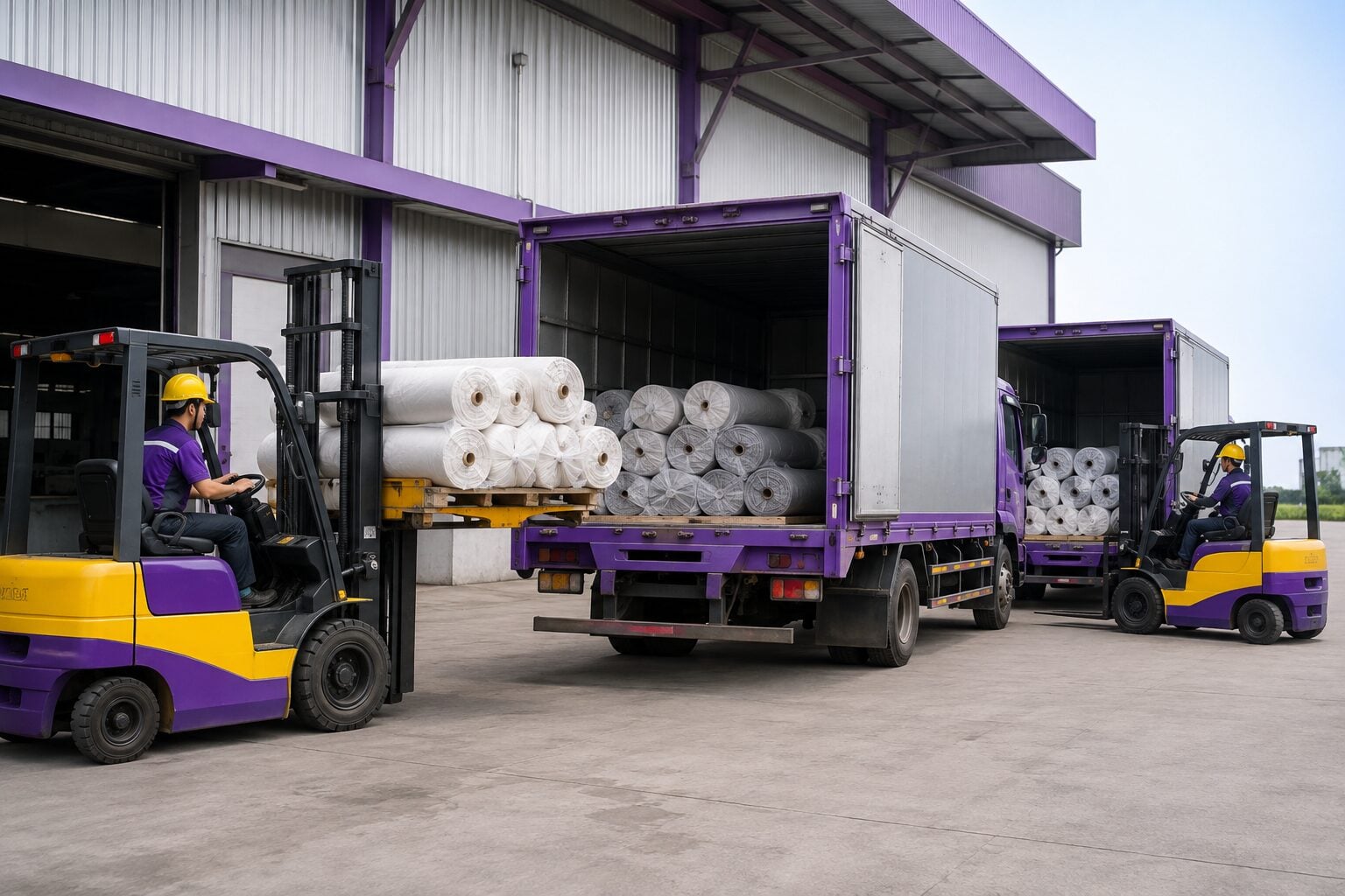 Xe nâng hỗ trợ di dời dây chuyền máy móc