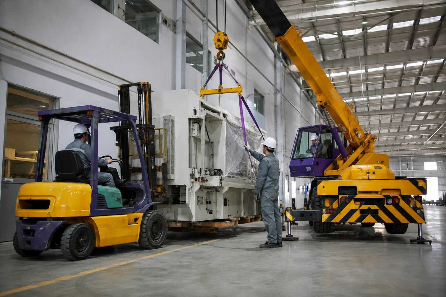 Vận chuyển máy móc bằng cẩu thùng tại KCN Rạch Bắp