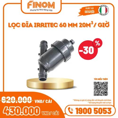 Lọc đĩa Irritec 60mm lưu lượng 20m³/giờ